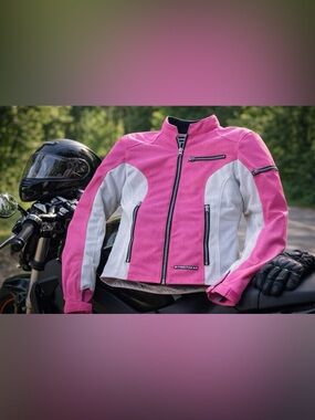 Firstgear Women’s Mesh Motorcycle Jacket Pink White Armor Ready Summer Riding M